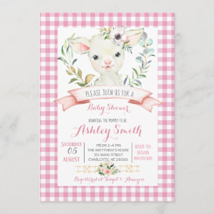 chica rosa de la invitación a la ducha de bebé de 
