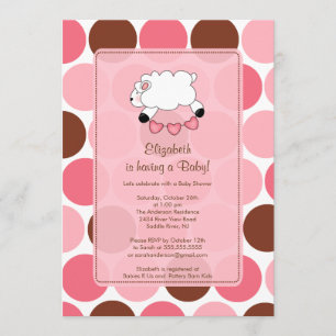 Chica rosa de la invitación de Sweet Sheep Baby Sh