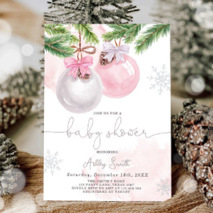 Chica rosa de Navidades de Invitación de Baby Show
