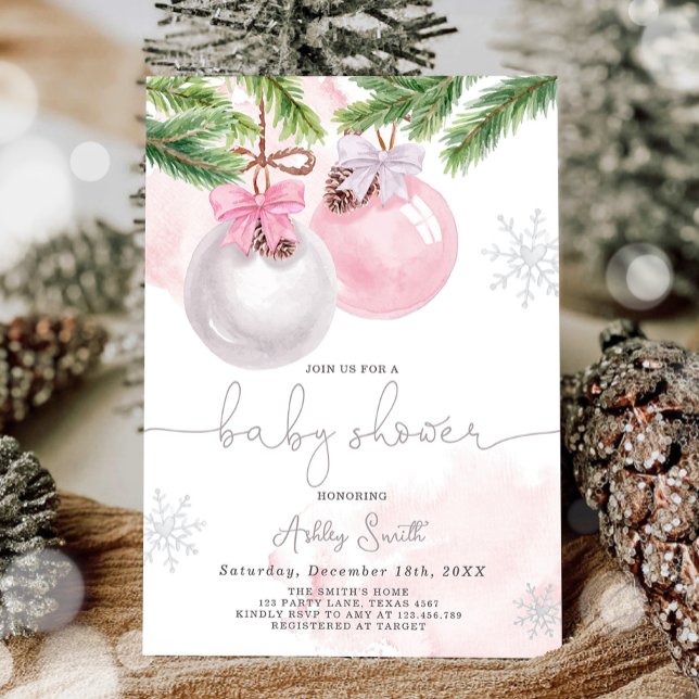 Chica rosa de Navidades de Invitación de Baby Show (Subido por el creador)