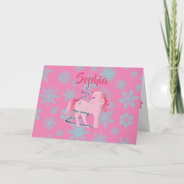Chica rosa de unicornio personal navidad Snowflake (Anverso)