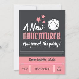 Chica rosa del anuncio de nacimiento de bebé de D&