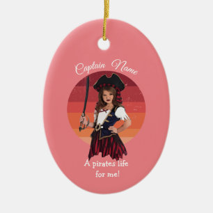 Chica rosa divertido ornamento cerámico pirata