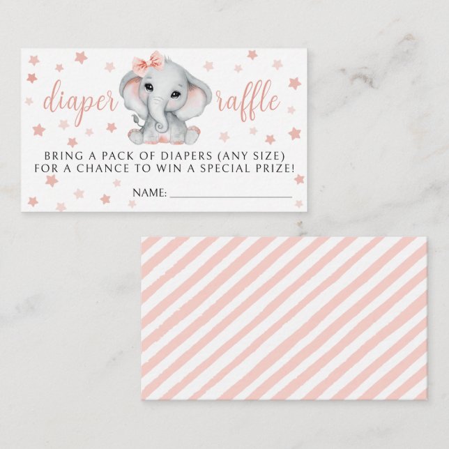Chica rosa elefante tarjeta de canjeo de pañales p
