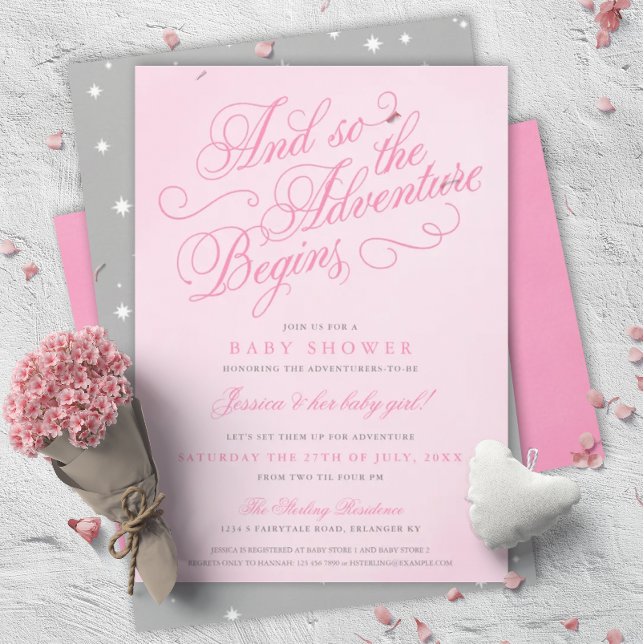 Chica Rosa Fairytale Invitaciones a ducha de avent (Subido por el creador)