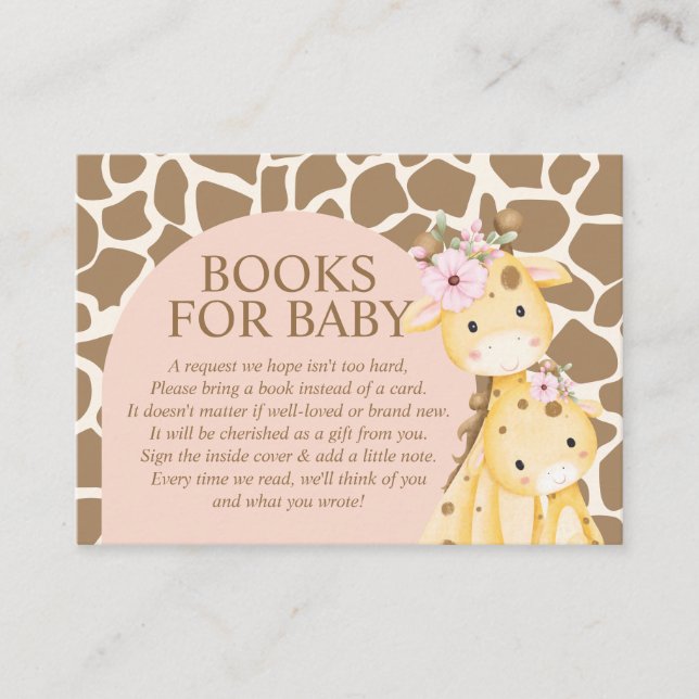 Chica Rosa Giraffe Libros Para Tarjeta De Alojamie (Anverso)