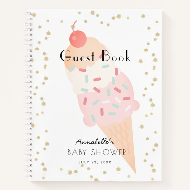 Chica rosa helado Baby Shower - Libro de invitados (Anverso)