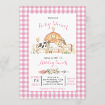 chica rosa invitación a la ducha de bebé en la gra