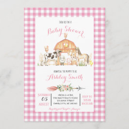 chica rosa invitación a la ducha de bebé en la gra