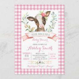 chica rosa invitación a la ducha de bebé granjas v