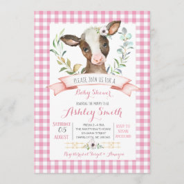 chica rosa invitación a la ducha de bebé granjas v