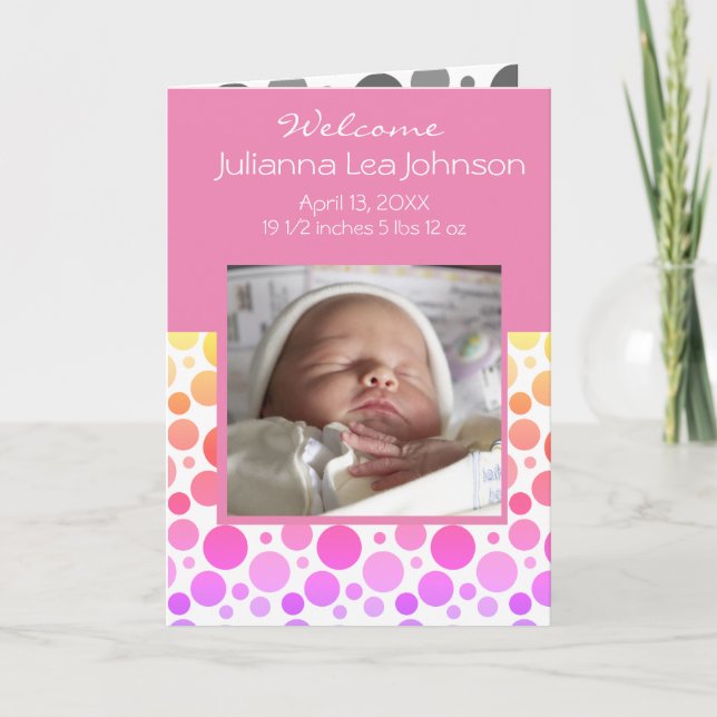 Chica rosa Invitación de llegada de bebé (Anverso)
