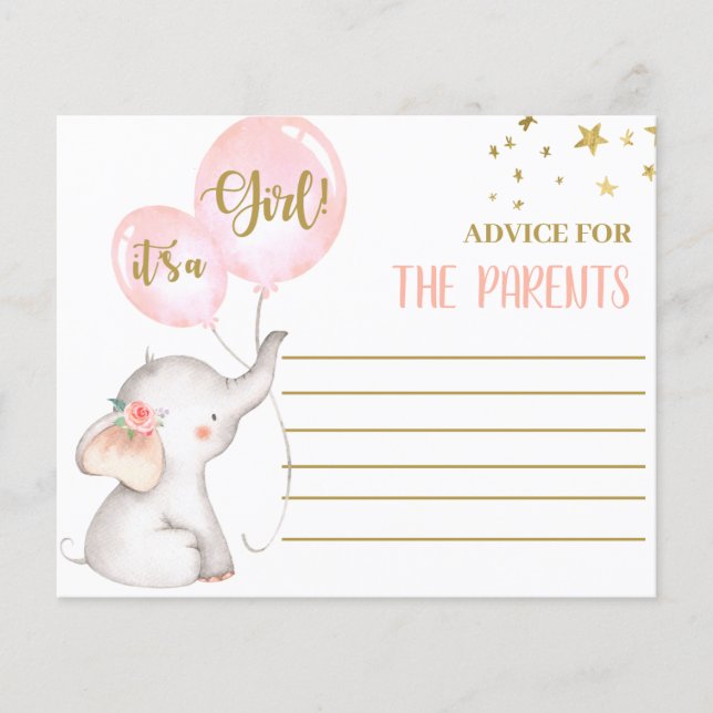 Chica Rosa: tarjeta de consejos para elefantes (Anverso)