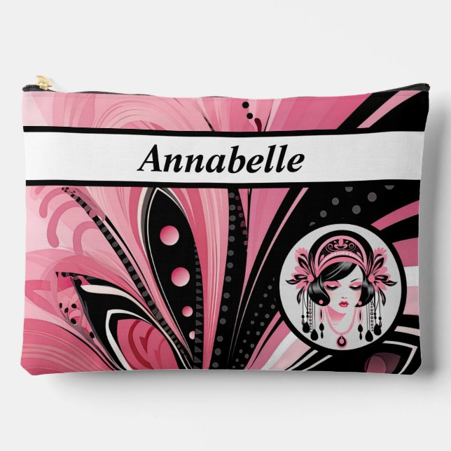 Chica rosado Art Deco Imprimir Cortar Bolsa (Anverso)