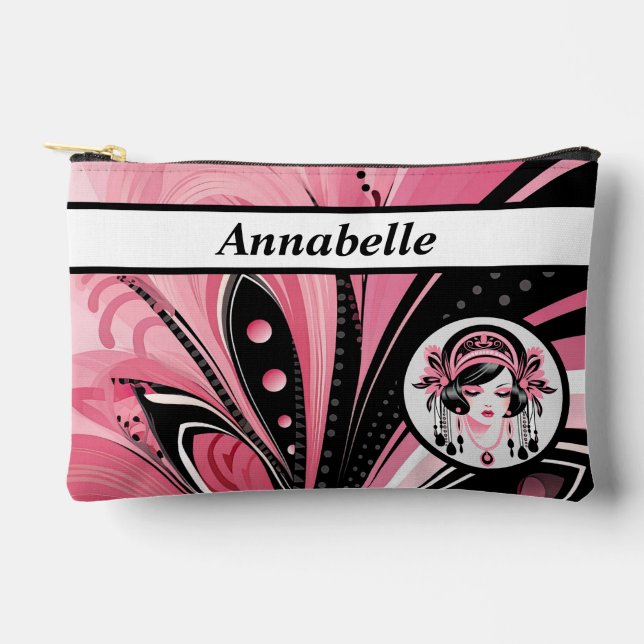 Chica rosado Art Deco Imprimir Cortar Bolsa (Anverso)