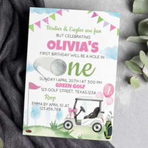 Chica Rosado De Golf Invitación A Cumpleaños