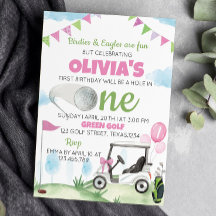 Chica Rosado De Golf Invitación A Cumpleaños