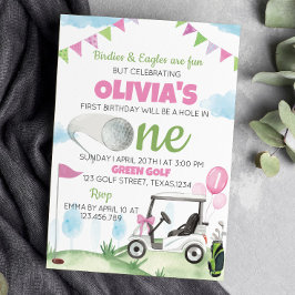 Chica Rosado De Golf Invitación A Cumpleaños