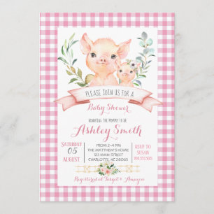 chica rosado de la invitación a la ducha de bebé d