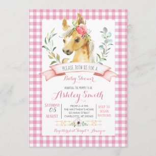 chica rosado de la invitación a la ducha de bebé e