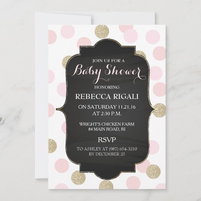 Chica rosado del ~ de la invitación de Baby Shower (Anverso)
