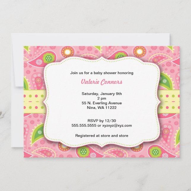 Chica rosado moderno Baby Shower invitación (Anverso)
