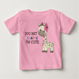 Chica rosado personalizado Giraffe Bebé Camisetas