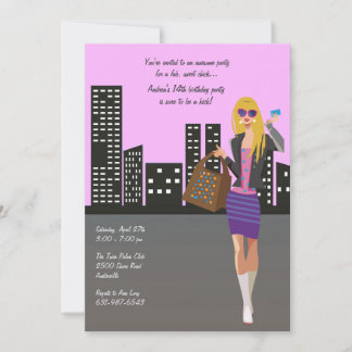 Chica Rubia de Compras Invitación