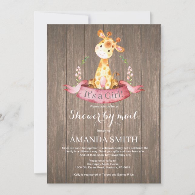 Chica ruso Giraffe Baby Shower por invitación por  (Anverso)