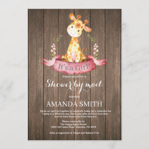 Chica ruso Giraffe Baby Shower por invitación por