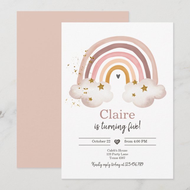 Chica Rústico de la invitación al cumpleaños Boho  (Anverso / Reverso)