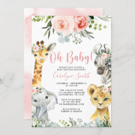 Chica Safari Animal Baby Shower Invitación a la ve