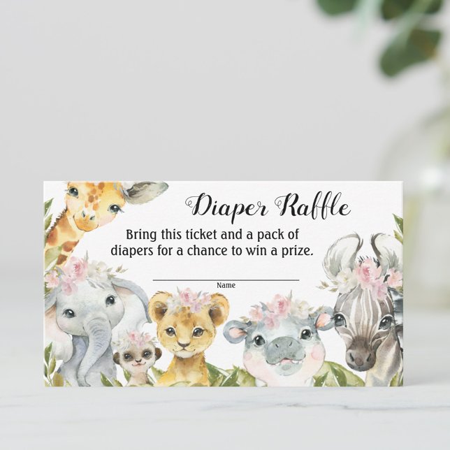 Chica Safari Baby Shower Diaper Ticket (You can change all text.)