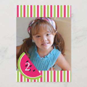 Chica sandía Invitación de cumpleaños verde rosado