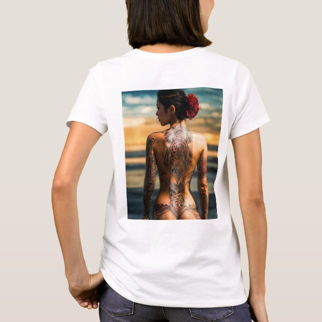 "Chica saxi: Camiseta de Moda melódica" (Reverso)