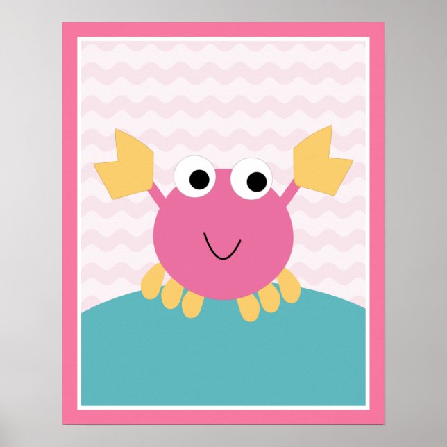 Chica Sealife  Poster de arte de cangrejo rosa (Frente)
