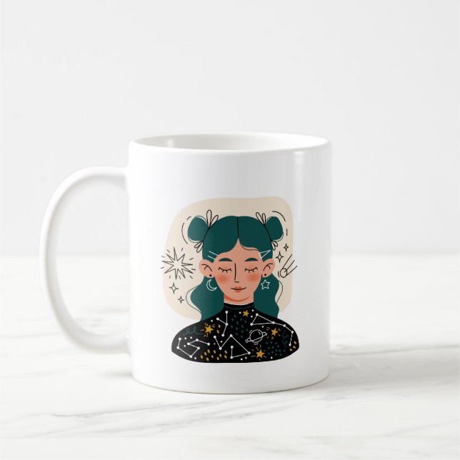 Chica simple de la copa de café (Izquierda)