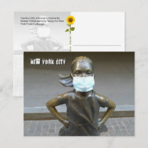 Chica sin miedo con mascarilla - tarjeta postal H
