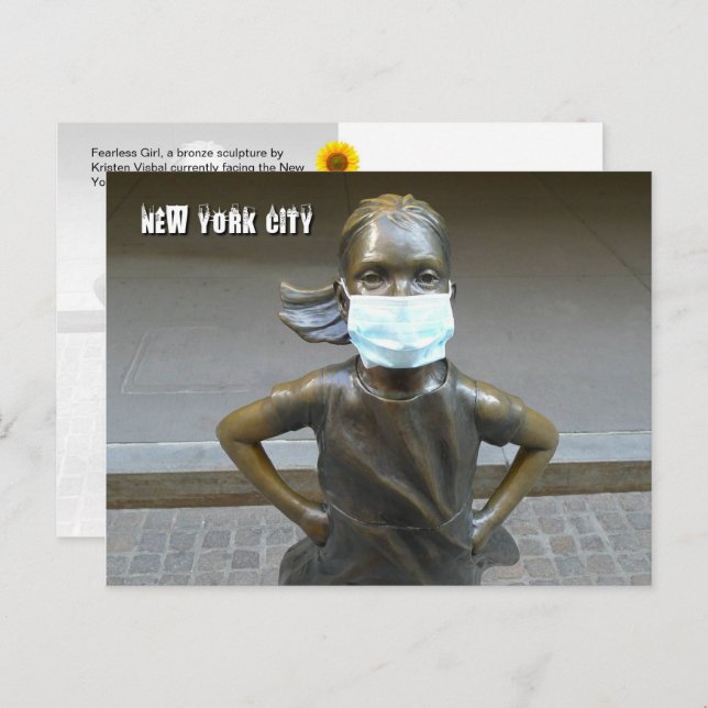 Chica sin miedo con mascarilla - Tarjeta postal H  (Anverso / Reverso)