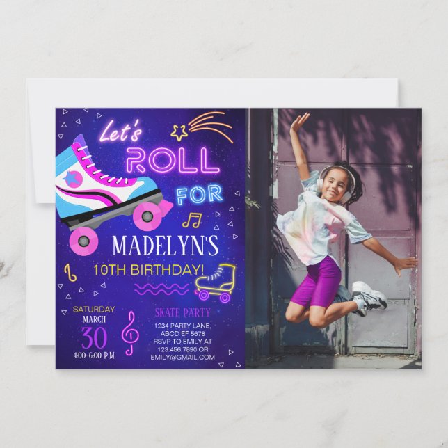 Chica Skate Vamos a hacer una invitación para foto (Anverso)