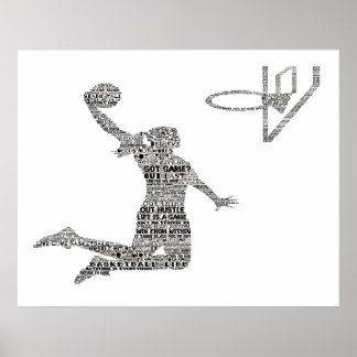 Chica Slam Dunking Basketbal Motivación del arte d