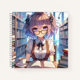 Chica Smart Anime en libros de lectura de bibliote