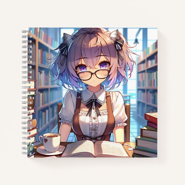 Chica Smart Anime en libros de lectura de bibliote (Anverso)