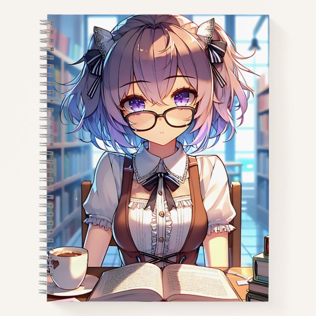 Chica Smart Anime en libros de lectura de bibliote (Anverso)