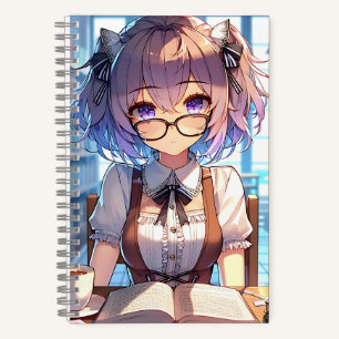 Chica Smart Anime en libros de lectura de bibliote