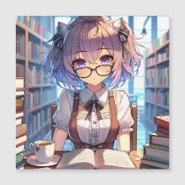 Chica Smart Anime en libros de lectura de bibliote