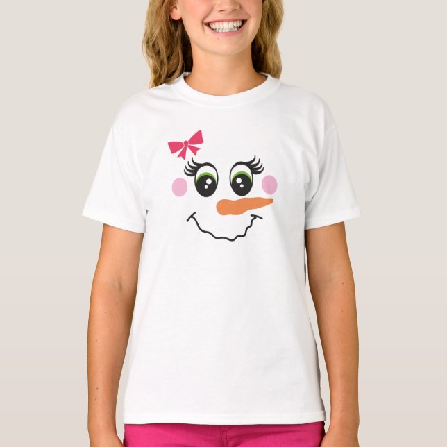 Chica Snowman enfrenta camiseta para niños (Anverso)