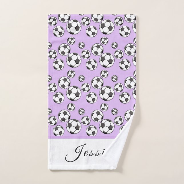 Chica Soccer Cute Patrón de bola rosa Nombre del e (Toalla de mano)