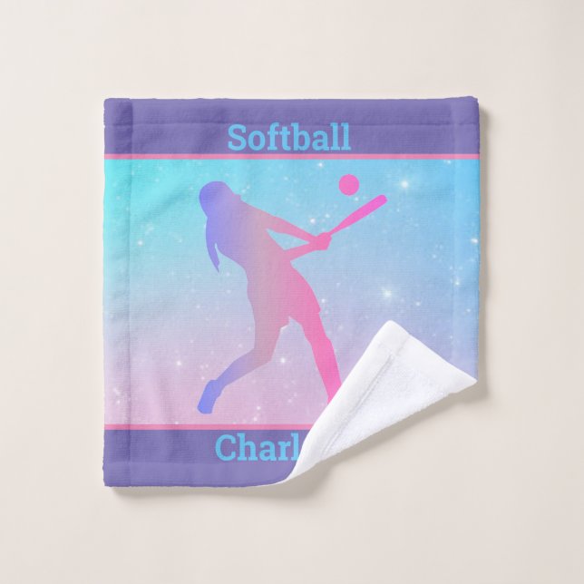 Chica Softball Pastel Wash Cloth Toalla (Toallita)