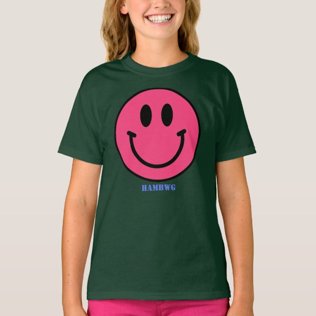 Chica Sonrisa rosa Cara Emoji camiseta HAMbyWG (Anverso)